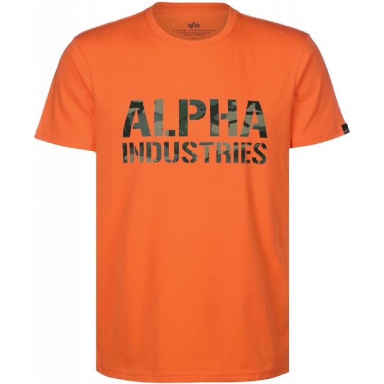 T-SHIRT ALPHA CAMO PRINT FLAME ORANGE/WOODLAND CAMO