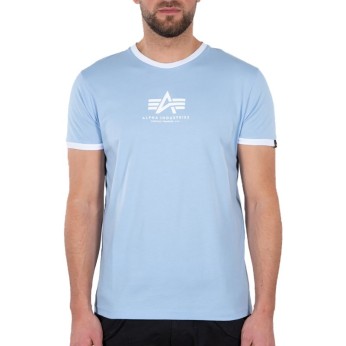 T-SHIRT ALPHA INDUSTRIES BASIC T CONTRAST ML LIGHT BLUE