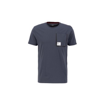 T-SHIRT ALPHA INDUSTRIES LABEL POCKET GREY BLACK