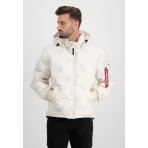 ΤΖΑΚΕΤ ALPHA INDUSTRIES HOODED LOGO PUFFER JET STR. WHITE ΤΖΑΚΕΤ ALPHA INDUSTRIES HOODED LOGO PUFFER JET STR. WHITE