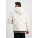 ΤΖΑΚΕΤ ALPHA INDUSTRIES HOODED LOGO PUFFER JET STR. WHITE ΤΖΑΚΕΤ ALPHA INDUSTRIES HOODED LOGO PUFFER JET STR. WHITE