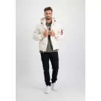 ΤΖΑΚΕΤ ALPHA INDUSTRIES HOODED LOGO PUFFER JET STR. WHITE ΤΖΑΚΕΤ ALPHA INDUSTRIES HOODED LOGO PUFFER JET STR. WHITE