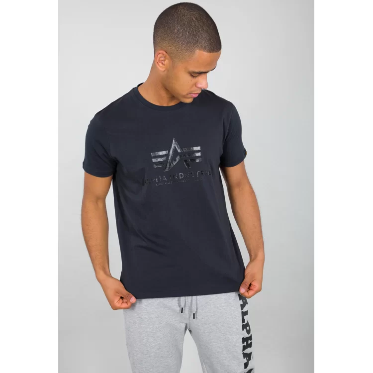 T-SHIRT ALPHA VINYL LOGO REPLICA BLUE
