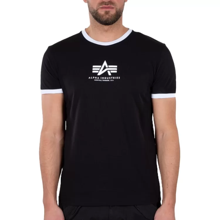 T-SHIRT ALPHA INDUSTRIES BASIC T CONTRAST ML BLACK/WHITE